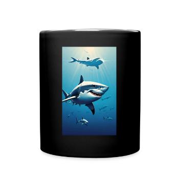 Shark | Great White Shark | Sea Creature | Fish - Full Colour Mug - black - Front