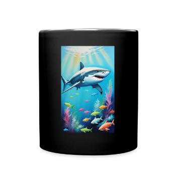 Shark | Great White Shark | Sea Creature | Fish - Full Colour Mug - black - Front