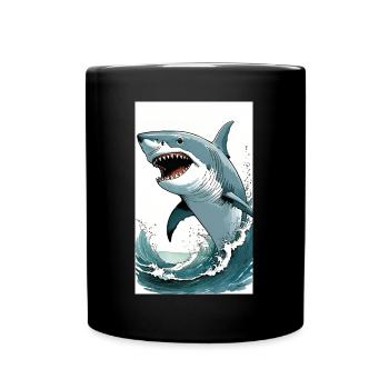 Shark | Great White Shark | Sea Creature | Fish - Full Colour Mug - black - Front
