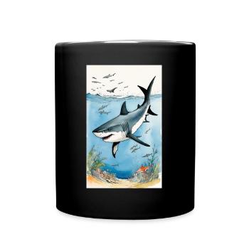 Shark | Great White Shark | Sea Creature | Fish - Full Colour Mug - black - Front