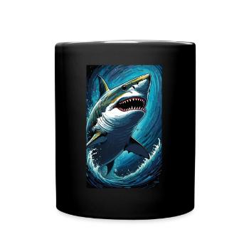 Shark | Great White Shark | Sea Creature | Fish - Full Colour Mug - black - Front