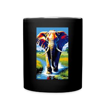 Elefant | Wildtier | Afrika | Kindermotive - Tasse einfarbig - Schwarz - Vorne