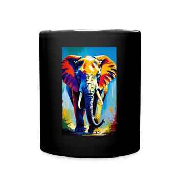Elefant | Wildtier | Afrika | Kindermotive - Tasse einfarbig - Schwarz - Vorne