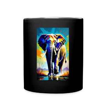 Elefant | Wildtier | Afrika | Kindermotive - Tasse einfarbig - Schwarz - Vorne
