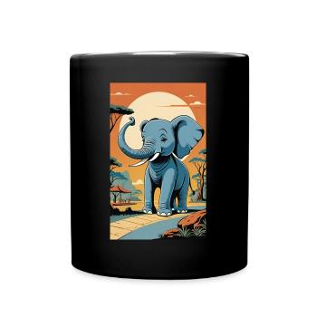 Elefant | Wildtier | Afrika | Kindermotive - Tasse einfarbig - Schwarz - Vorne