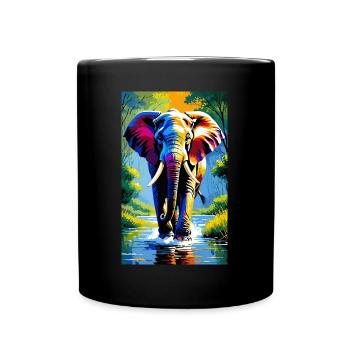 Elefant | Wildtier | Afrika | Kindermotive - Tasse einfarbig - Schwarz - Vorne
