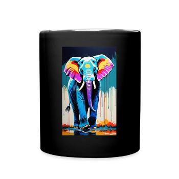Elefant | Wildtier | Afrika | Kindermotive - Tasse einfarbig - Schwarz - Vorne