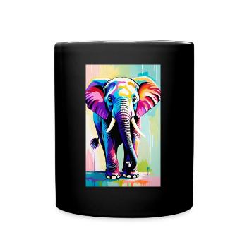 Elefant | Wildtier | Afrika | Kindermotive - Tasse einfarbig - Schwarz - Vorne