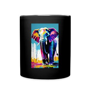 Elefant | Wildtier | Afrika | Kindermotive - Tasse einfarbig - Schwarz - Vorne