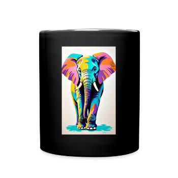 Elefant | Wildtier | Afrika | Kindermotive - Tasse einfarbig - Schwarz - Vorne