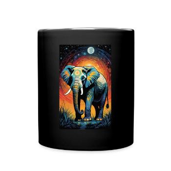 Elefant | Wildtier | Afrika | Kindermotive - Tasse einfarbig - Schwarz - Vorne