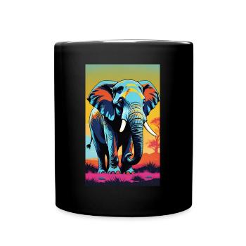 Elefant | Wildtier | Afrika | Kindermotive - Tasse einfarbig - Schwarz - Vorne