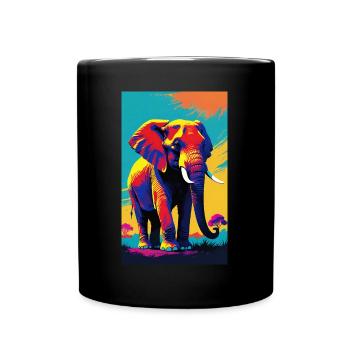Elefant | Wildtier | Afrika | Kindermotive - Tasse einfarbig - Schwarz - Vorne