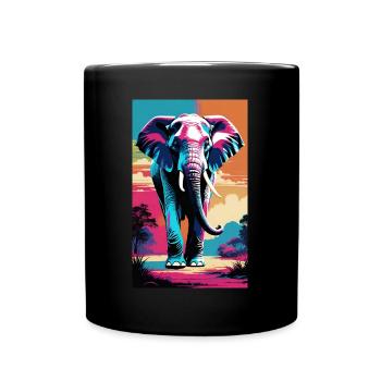 Elefant | Wildtier | Afrika | Kindermotive - Tasse einfarbig - Schwarz - Vorne