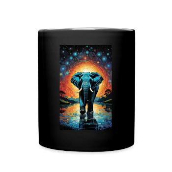 Elefant | Wildtier | Afrika | Kindermotive - Tasse einfarbig - Schwarz - Vorne