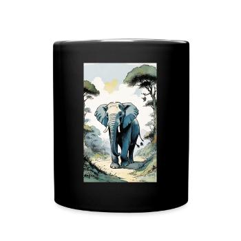 Elefant | Wildtier | Afrika | Kindermotive - Tasse einfarbig - Schwarz - Vorne