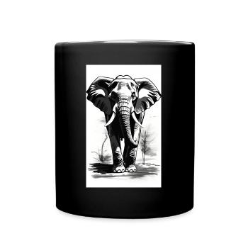 Elefant | Wildtier | Afrika | Kindermotive - Tasse einfarbig - Schwarz - Vorne