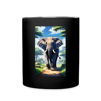 Elefant | Wildtier | Afrika | Kindermotive - Tasse einfarbig - Schwarz - Vorne