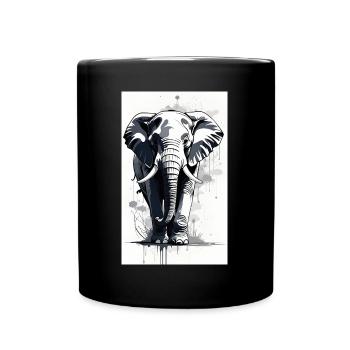 Elefant | Wildtier | Afrika | Kindermotive - Tasse einfarbig - Schwarz - Vorne