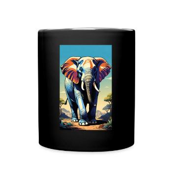 Elefant | Wildtier | Afrika | Kindermotive - Tasse einfarbig - Schwarz - Vorne