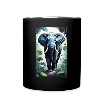 Elefant | Wildtier | Afrika | Kindermotive - Tasse einfarbig - Schwarz - Vorne