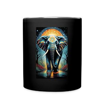 Elefant | Wildtier | Afrika | Kindermotive - Tasse einfarbig - Schwarz - Vorne