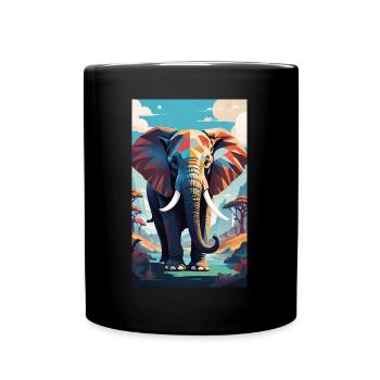 Elefant | Wildtier | Afrika | Kindermotive - Tasse einfarbig - Schwarz - Vorne