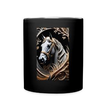 Pferd | reiten | Tier | Reittier | Bunt - Tasse einfarbig - Schwarz - Vorne
