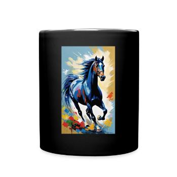 Pferd | reiten | Tier | Reittier | Bunt - Tasse einfarbig - Schwarz - Vorne