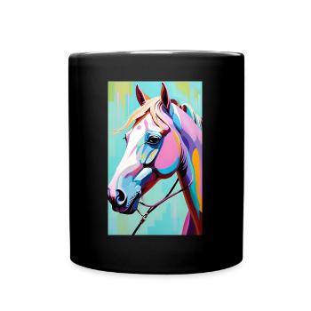 Pferd | reiten | Tier | Reittier | Bunt - Tasse einfarbig - Schwarz - Vorne