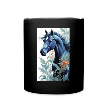 Pferd | reiten | Tier | Reittier | Bunt - Tasse einfarbig - Schwarz - Vorne