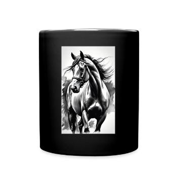 Cheval | Équitation | Animaux | Monture | Coloré - Mug uni - noir - Devant
