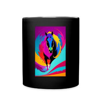 Pferd | reiten | Tier | Reittier | Bunt - Tasse einfarbig - Schwarz - Vorne
