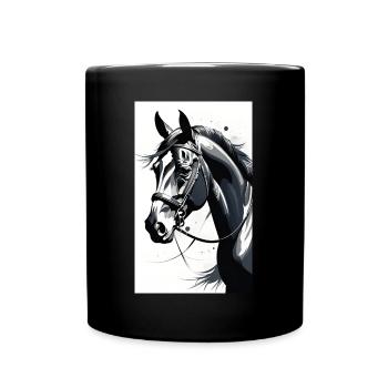 Cheval | Équitation | Animaux | Monture | Coloré - Mug uni - noir - Devant