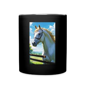 Pferd | reiten | Tier | Reittier | Bunt - Tasse einfarbig - Schwarz - Vorne