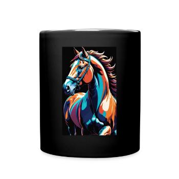 Pferd | reiten | Tier | Reittier | Bunt - Tasse einfarbig - Schwarz - Vorne