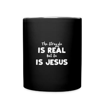 La lutte est réelle, mais J... - Mug uni - noir - Devant