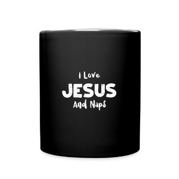 I Love Jesus And Naps - Jesus - Tasse einfarbig - Schwarz - Vorne