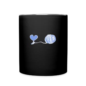 Symbole du cœur laine ligne rose amour - Mug uni - noir - Devant