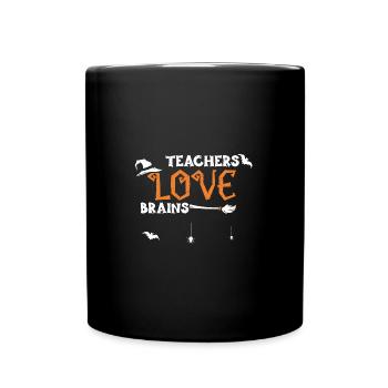 Teachers Love Brains - Halloween - Tasse einfarbig - Schwarz - Vorne