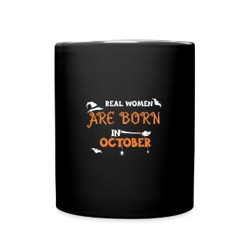 Les vraies femmes naissent en octobre - Mug uni - noir - Devant