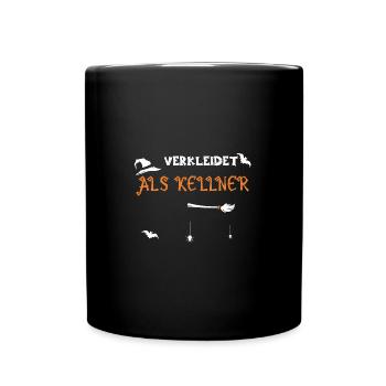 Verkleidet Als Kellner - Halloween - Tasse einfarbig - Schwarz - Vorne