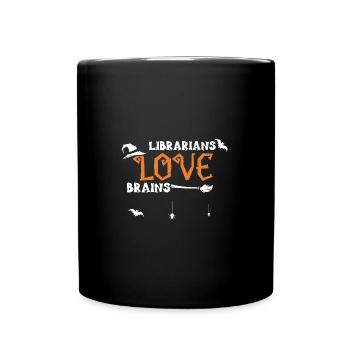 Librarians Love Brains - Halloween - Tasse einfarbig - Schwarz - Vorne