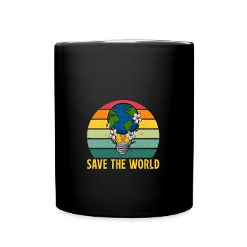 Save the world Umweltschutz Globus Erdkugel - Tasse einfarbig - Schwarz - Vorne
