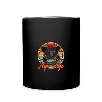 Aye-Aye Primat Lemur Madagaskar Retro - Tasse einfarbig - Schwarz - Vorne