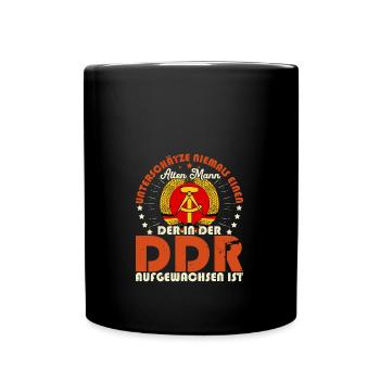 Wappen DDR GDR Ossi Osten Flagge Alten Mann - Tasse einfarbig - Schwarz - Vorne