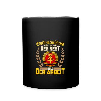Flagge Wappen DDR GDR Ostdeutschland - Tasse einfarbig - Schwarz - Vorne