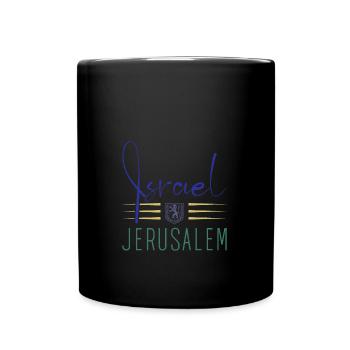 Jerusalem Coat of Arms Israel Flag - Full Colour Mug - black - Front