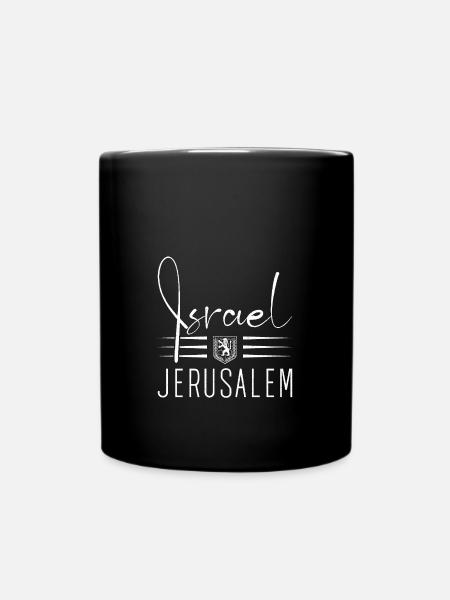 Jerusalem Coat of Arms Israel Flag - Full Colour Mug - black