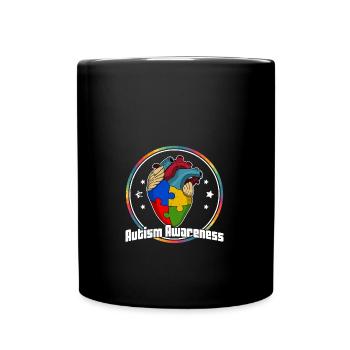 Autism awareness Heart Colors Autism puzzle piece - Full Colour Mug - black - Front